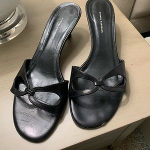 Banana Republic black cutout leather slides sz 8